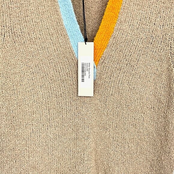NWT Lingua Franca Miller Bouclé Knit Polo Shirt Sable Beige Size M Medium - Picture 4 of 9